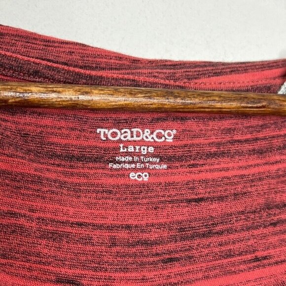 Toad&Co Red Striped Casual Tunic Shirt – Women’s L, Long Sleeve Round Neck Top - Picture 4 of 9